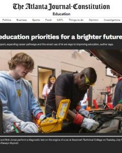 Students looking at car engine in a class at Savannah Technical College