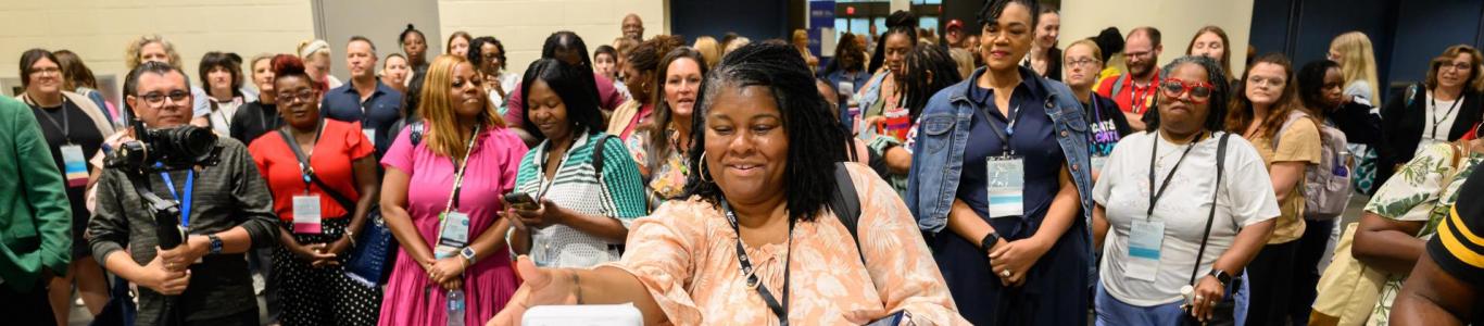 Attendees gather together to get prizes at the 2025 conference