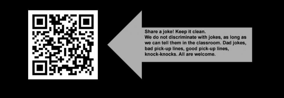 Image of the QR code used in the session with instructions for uploading a joke.